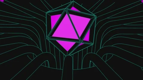VJ Loop platonic object coming out a neon pipes structure 128 bpm outlined 스톡 동영상 61797888