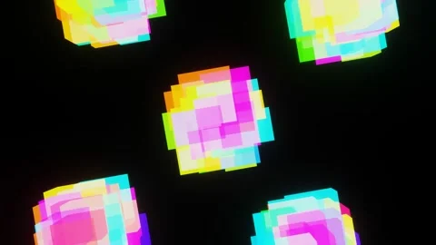 VJ Loop Pulsating Multicolored Bright Prisms 1012. Stock Footage 166687406