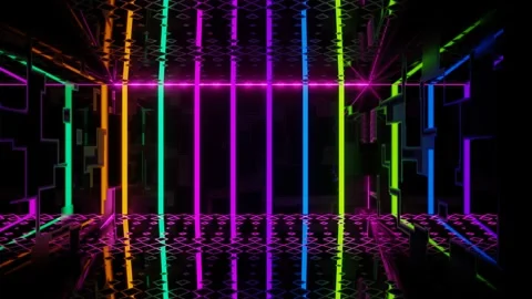 VJ Loop A room flickering with neon lights. Stock Footage 166686338