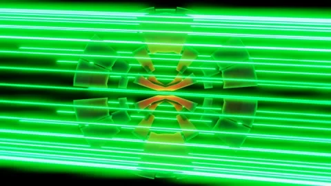 Vj loop rotating green neon corridor and sci fi shape elements abstract Stock Footage 232793872
