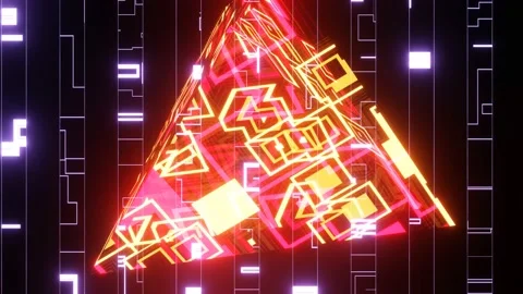 VJ Loop Rotation Of An Abstract Fiery Pyramid. Stock Footage 165033418