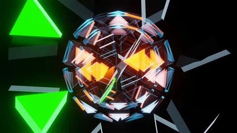 VJ Loop Rotation of an abstract sphere of triangles. Stock Footage 165033130