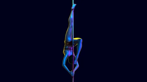 VJ Loop rotation on the pole of a beautiful sexy girl. 3D Render Stock Footage 168346916
