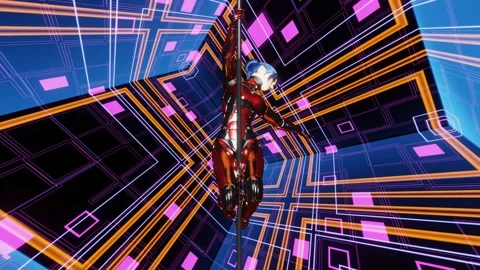 VJ loop Sci Fi Animation of Rotation of a Girl on a pole. Stock Footage 167274780