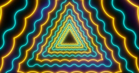 VJ loop sci-fi futuristic tunnel in wavy triangle form. Stock Footage 124443553