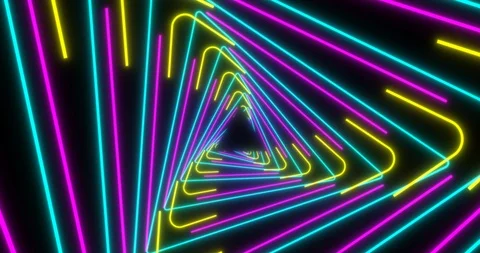 VJ loop sci-fi futuristic tunnel in rotating triangle form Stock Footage 124443903