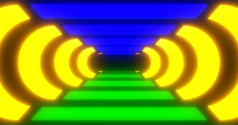 VJ loop sci-fi futuristic tunnel in rounded rectangle form Stock Footage 124444006