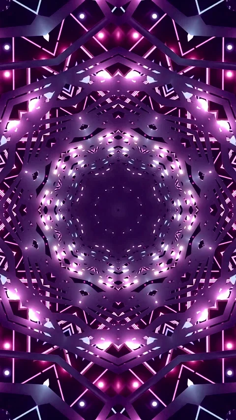 Vj loop screensaver featuring a seamless tunnel design with vibrant purple .. Stock Footage 321574184