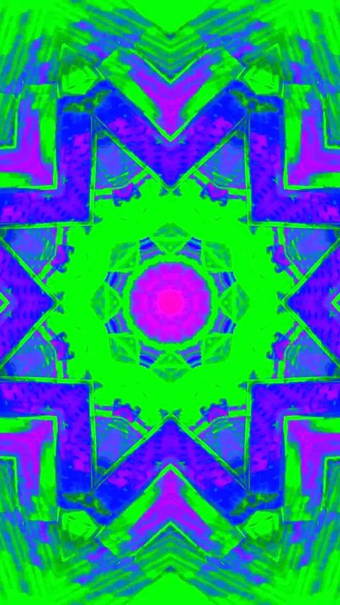 Vj loop seamless tunnel video screensaver in fluorescent green pink and blu.. Video stock 321574250