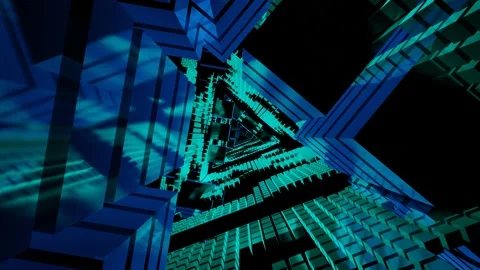 VJ Loop Shimmering Triangular Turquoise Tunnel. Video stock 167084142