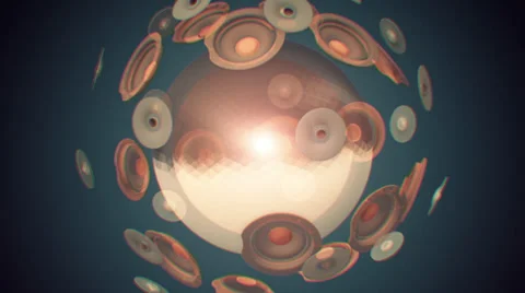VJ Loop - Speakers pulsating around a rotating crystal sphere Stock Footage 35816768