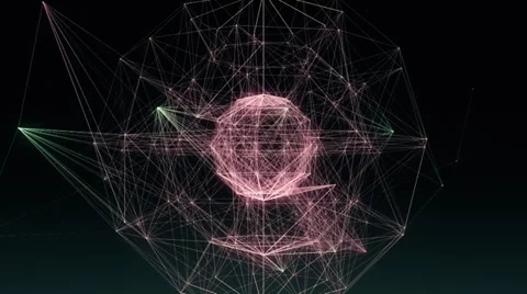 VJ Loop - Spherical network of glowing lines and dancing points Stock-Footage 35814567