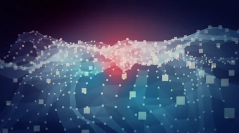 VJ Loop - Stuttering network of squares on twisting polygon surface Stock Footage 35818395