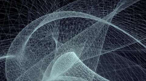 VJ Loop - Tangled rotating network of glowing 3D wires Stock Footage 35401153
