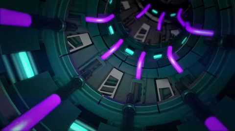 VJ Loop traveling inside tunnel neon metal beats glass pipes 128 bpm animated Vidéo 61767704