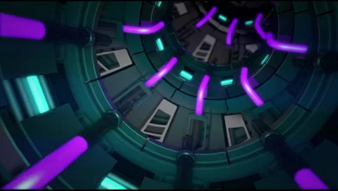 VJ Loop traveling inside tunnel neon metal beats glass pipes 128 bpm animat 720p Video stock 61813264