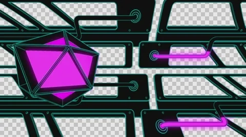 VJ Loop traveling sideways inside a neon pipes structure 128 bpm outlined Stock-Footage 61800194