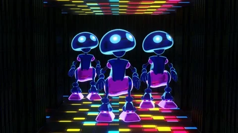 VJ Loop A trio of Dancing Robots in a Tunnel. Stock-Footage 163165560