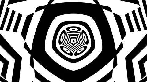 VJ Loop - Trippy geometric black and white shapes zooming and morphing Stock Footage 50024572