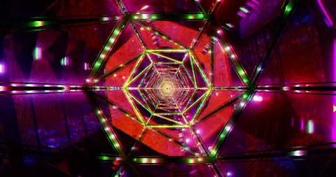 Vj loop tunnel animation with colorful lights and seamless transition for i.. Stock Footage 318792657