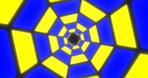 Vj loop tunnel in blue and yellow tones Stock Footage 124504294