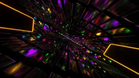VJ Loop tunnel of flying glossy multicolored cubes Stock-Footage 168347122