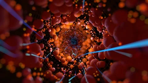 Vj Loop tunnel of orange balls Stock Footage 234322931