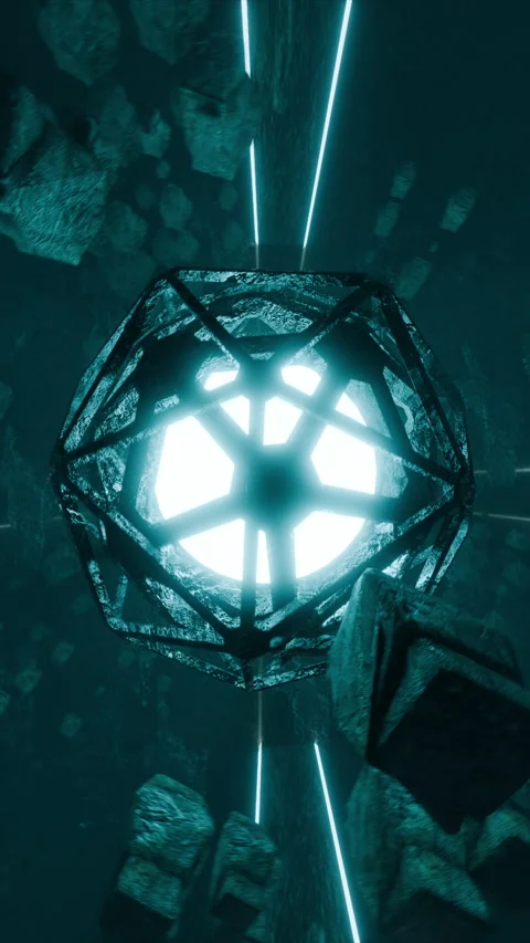 VJ Loop vertical, glowing energy core inside rotating structure Stock Footage 291690939