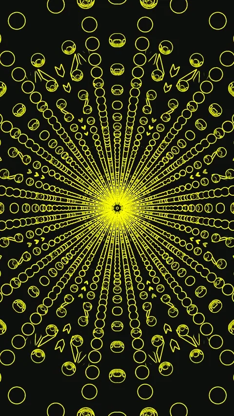 VJ loop of a vibrant tunnel with radiating patterns in yellow against a dar.. Stock Footage 321571297