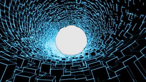 VJ Loop video. 3d round of cubes. round tunnel from a 3d Grid. Stock Footage 153398780