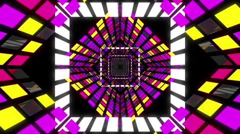 VJ Loop Violet Yellow Square Tunnel Video stock 50055411