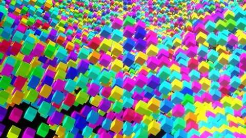 VJ Loop Wave animation of multicolored cubes Stock Footage 168222440