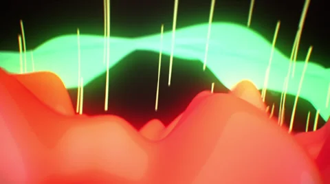 VJ Loop - Wavy space landscape with shooting stars and rotating rings Stock Footage 39705684