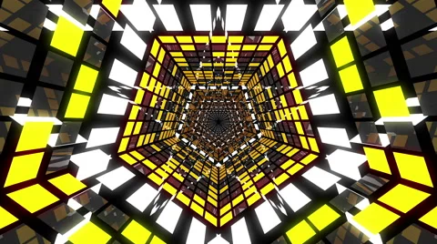VJ Loop Yellow Pentagonal Tunnel Video stock 50052207