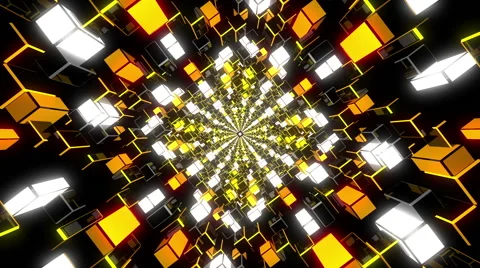 VJ Loop Yellow Rotating Tunnel 库存影片 53129194