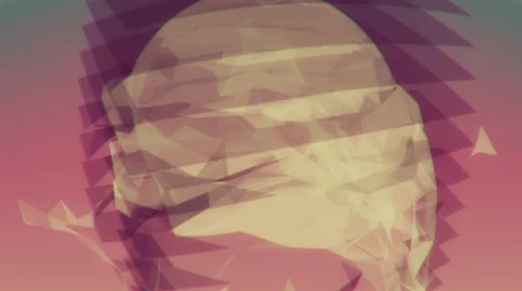 VJ Loop - Yellow sphere inside of square layers bursts and reconnect Stock-Footage 35819846