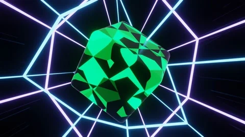 VJ loops Flight of a Shimmering cube in a tunnel. Video stock 163165234