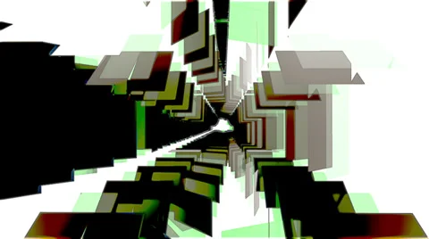 VJ Loops Flipping Squares Hallway Stock Footage 33792033