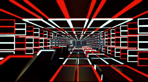 Vj Loops Red White Line Hallway Extension Stock Footage 33739709