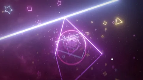 VJ Neon Star Rectangle Space Glow Looped Stock Footage 202909628
