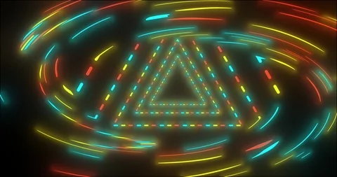 VJ triangular tunnel that twists into an oval. Popular bright neon colors. Stock Footage 125842551