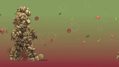 Vj Walking Hamburger Man going from left to right Stock Footage 234353840