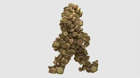 Vj Walking Hamburger Man with transparent (alpha) background Stock Footage 234353500