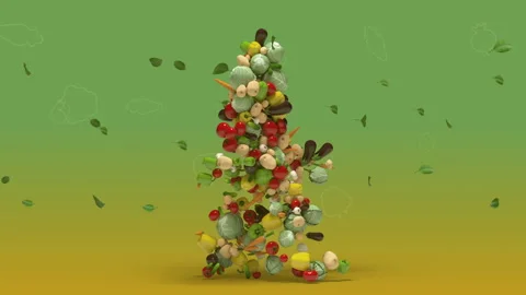 Vj Walking Vegetable Man in 3D Stock Footage 234354239