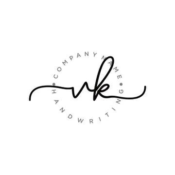 VK Initial handwriting logo design Illustrazione stock