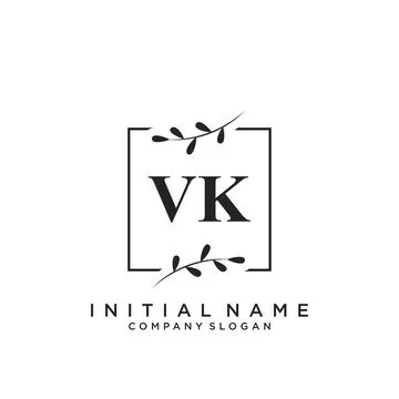VK Initial handwriting logo design Illustrazione stock