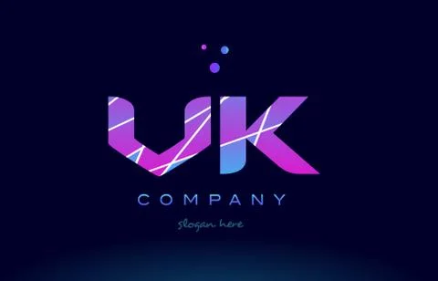 Vk v k  colored blue pink purple alphabet letter logo icon vector イラスト素材