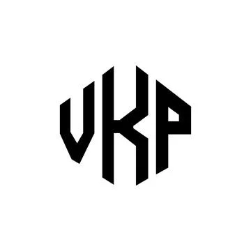 VKP letter logo design with polygon shape. VKP polygon and cube shape logo .. Stock Illustration