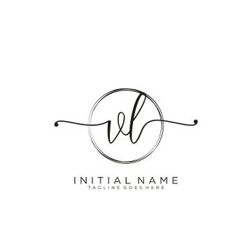 VL Initial handwriting logo with circle template vector Stock Illustration
