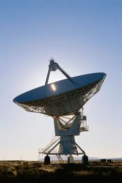 VLA Very Large Array radio telescope dish against blue sky 스톡 사진